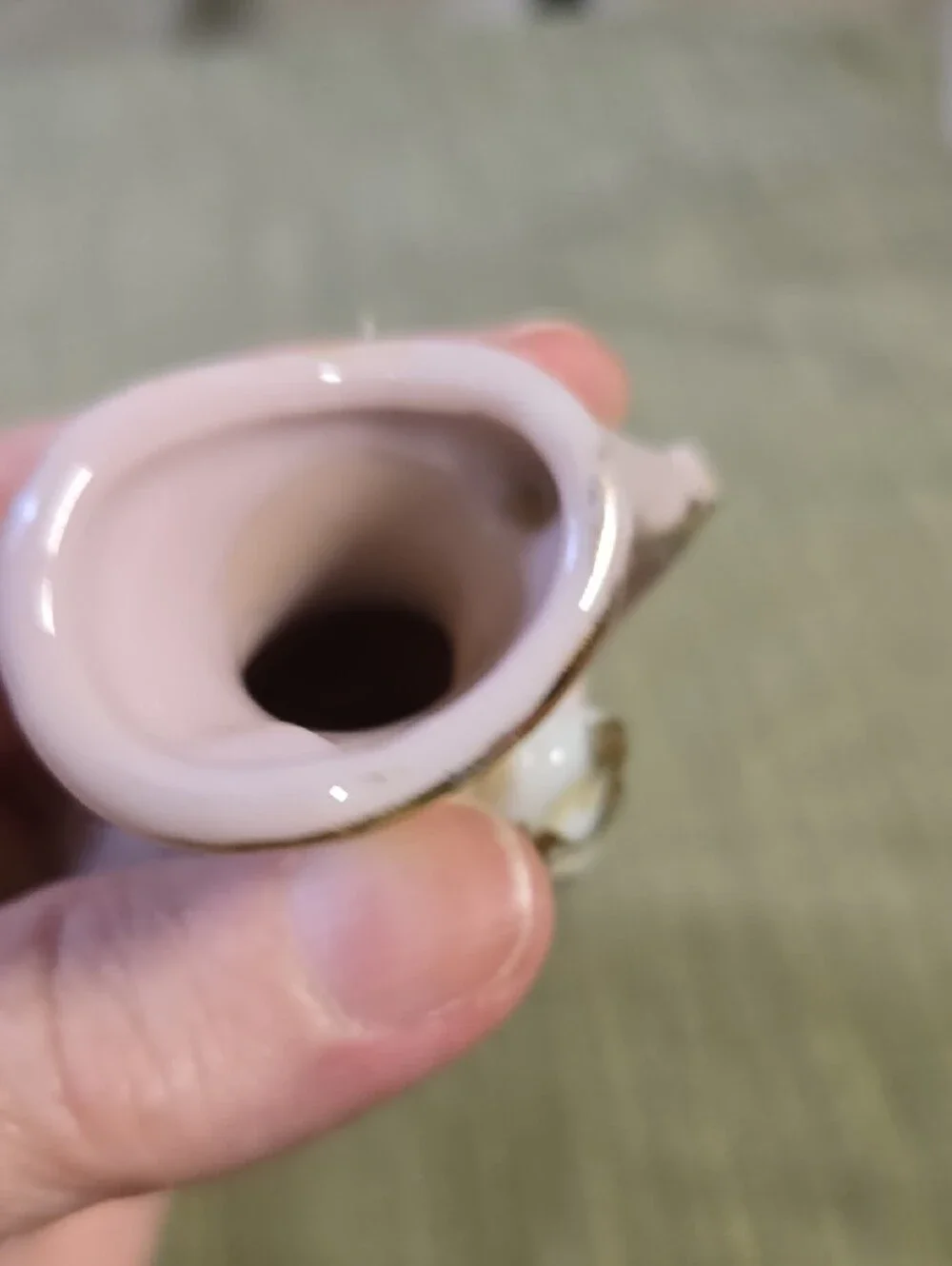 Pink Porcelain Mini Pitcher with Gold Leaf Accents